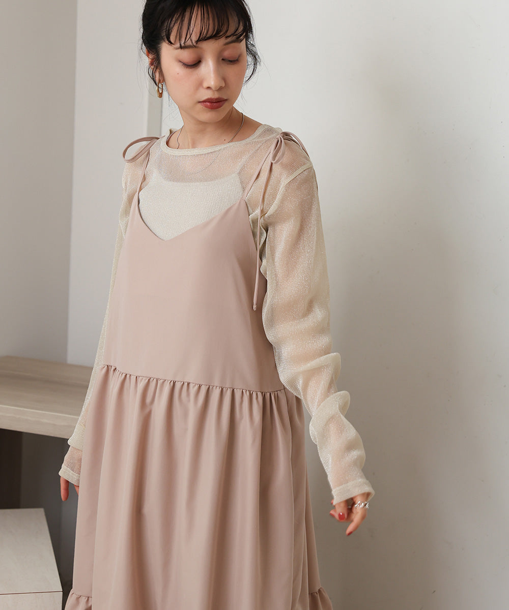 ribbon strap tiered cami onepiece