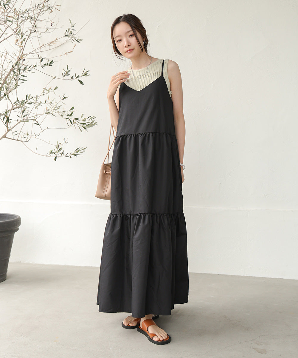 ribbon strap tiered cami onepiece