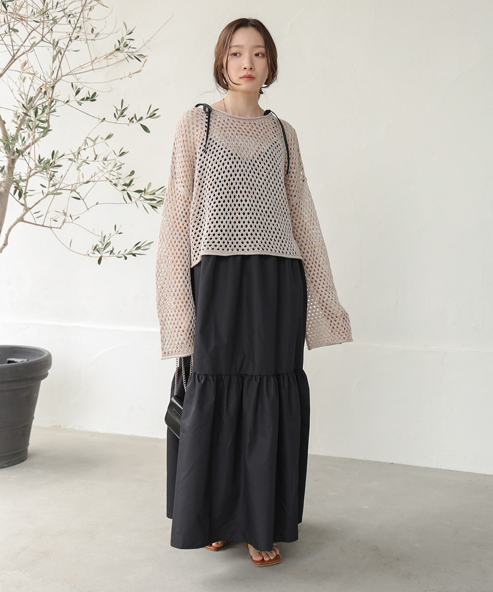 ribbon strap tiered cami onepiece