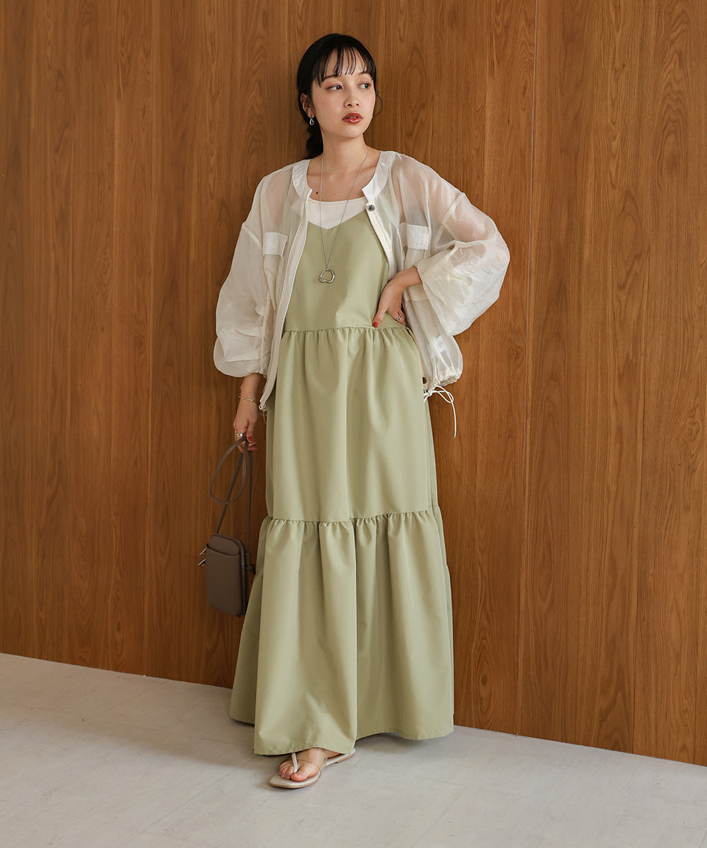 ribbon strap tiered cami onepiece