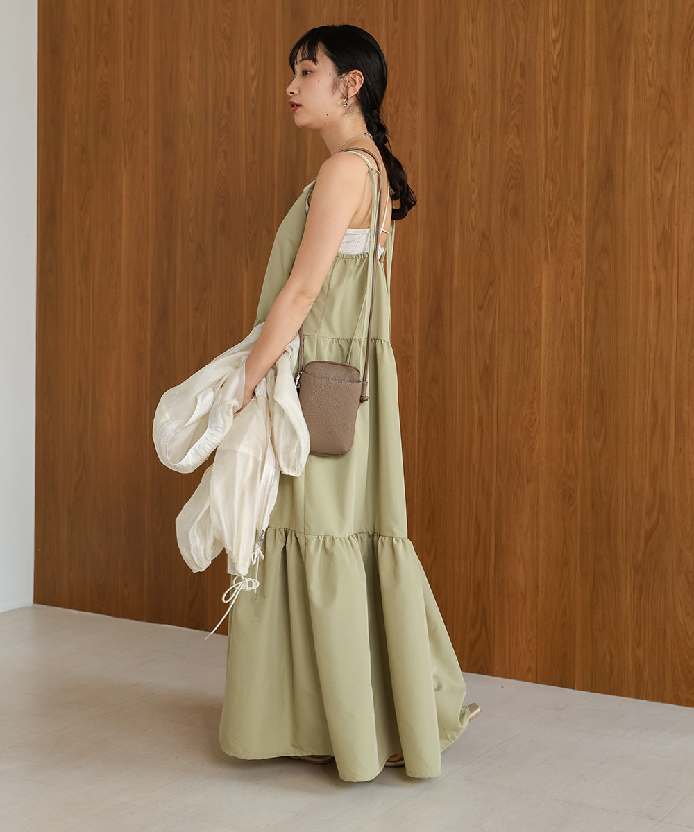 ribbon strap tiered cami onepiece