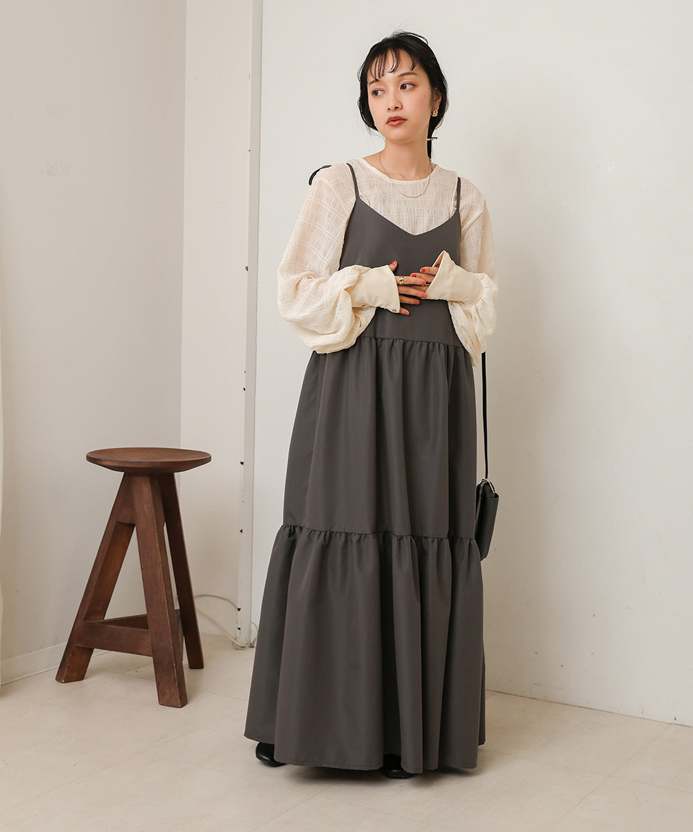 ribbon strap tiered cami onepiece