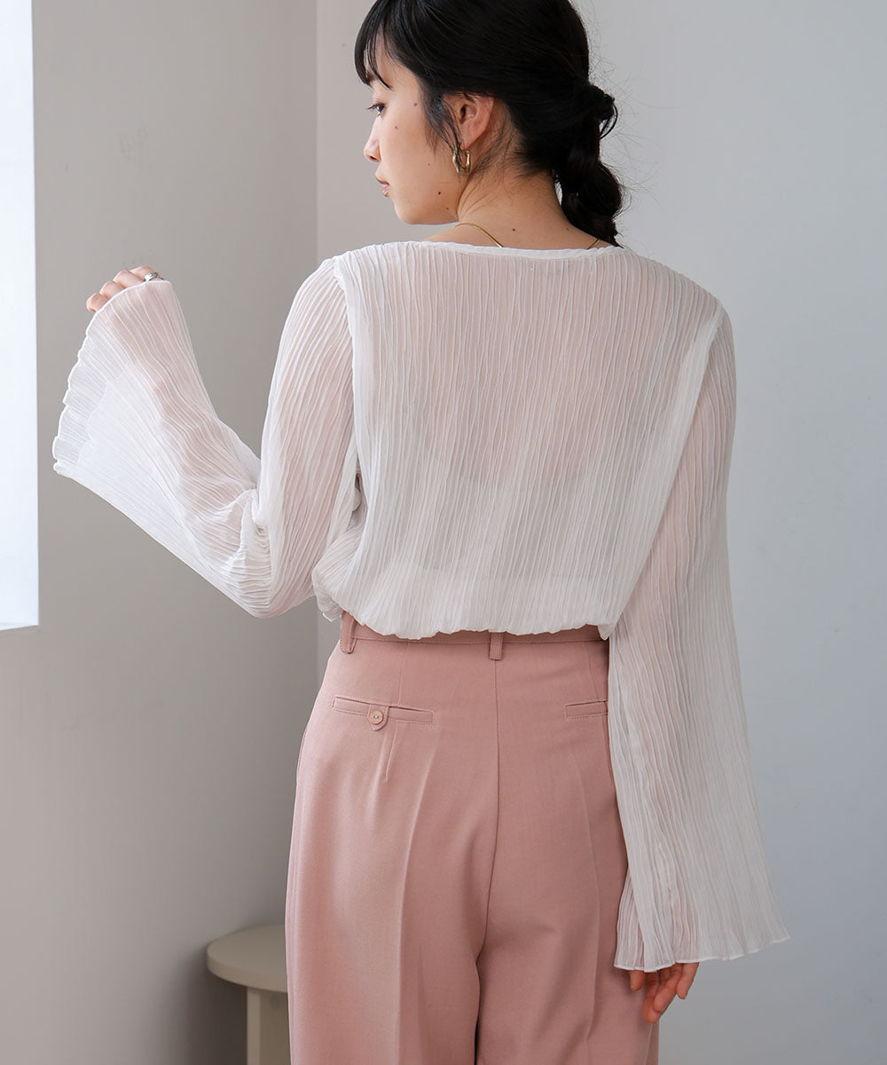 シフォン楊柳ブラウス