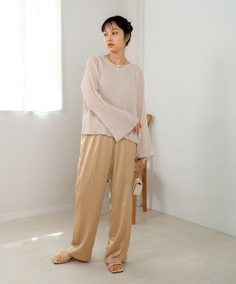 シフォン楊柳ブラウス