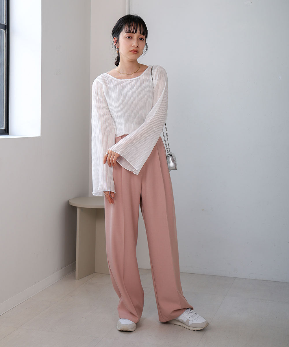 シフォン楊柳ブラウス