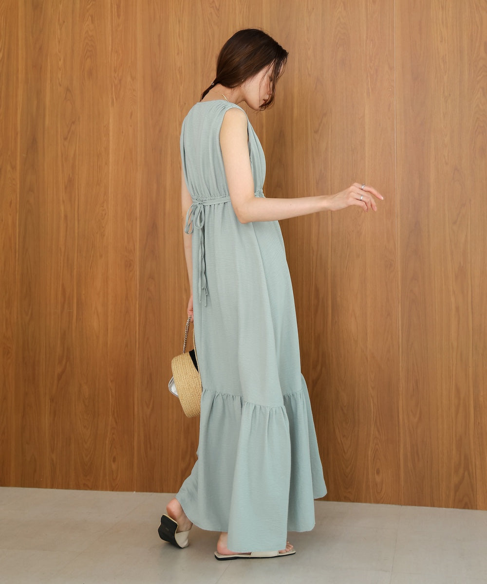 sleeveless tiered gathered onepiece