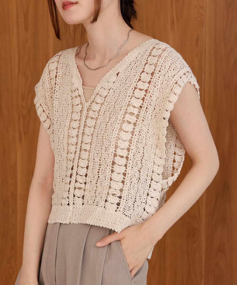 crochet short knit vest – Bab