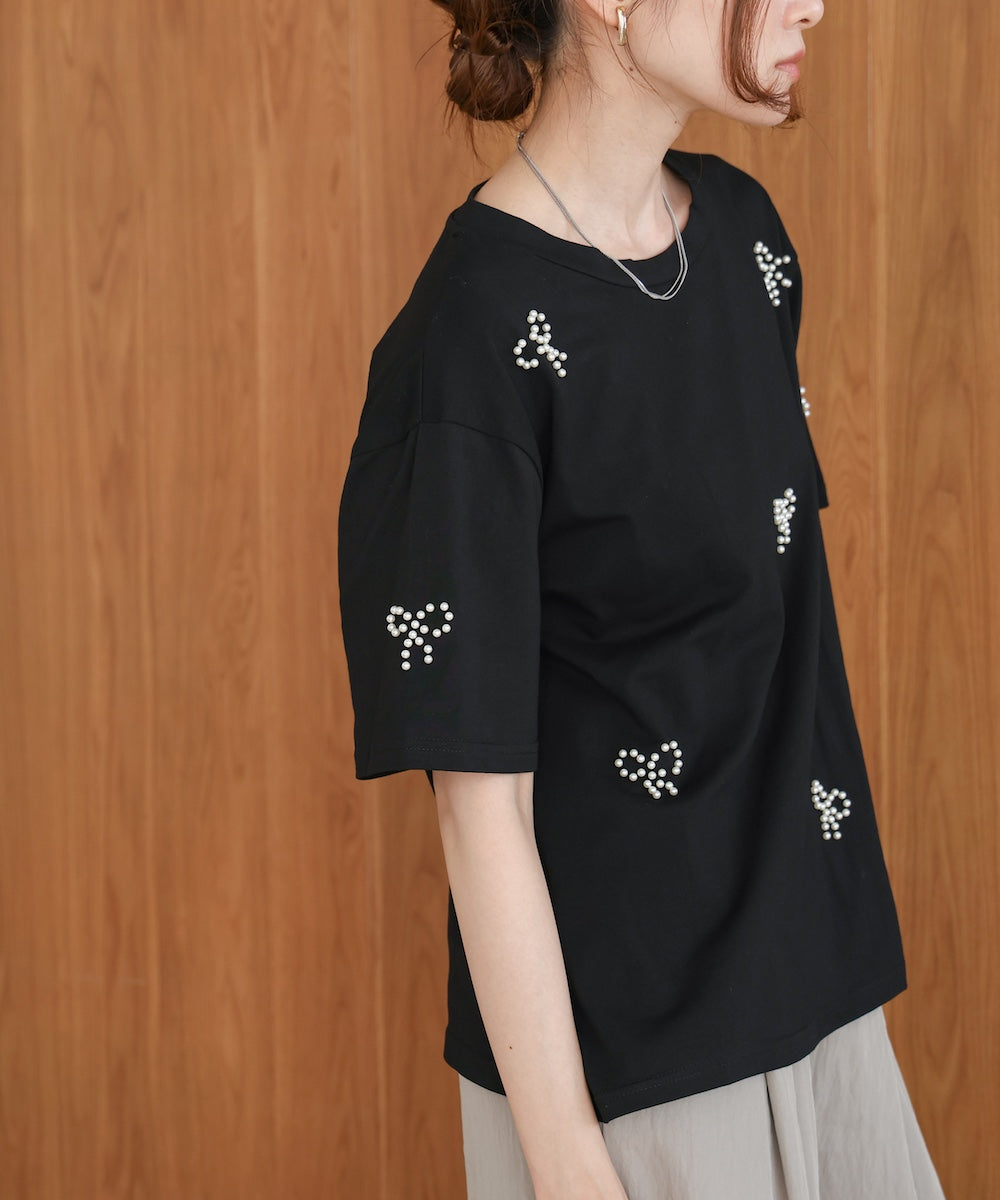 ribbon pearl t-shirt