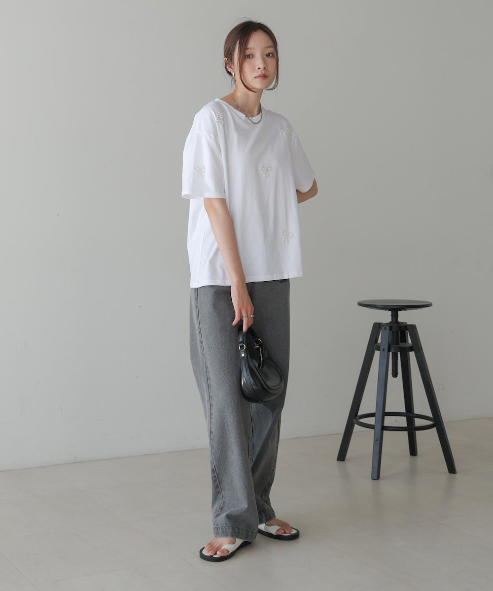 ribbon pearl t-shirt