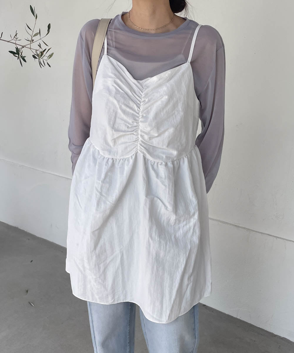 gathered cami mini dress