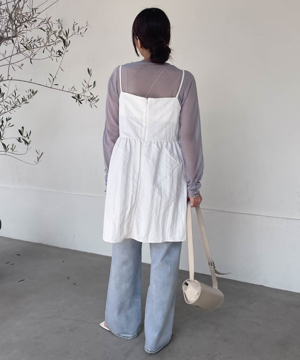 gathered cami mini dress