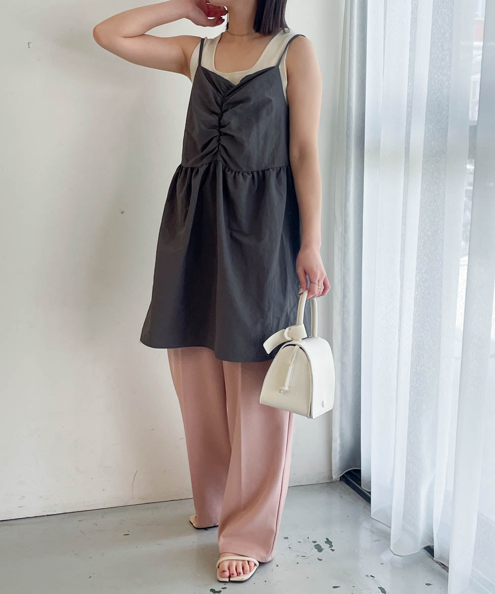 gathered cami mini dress