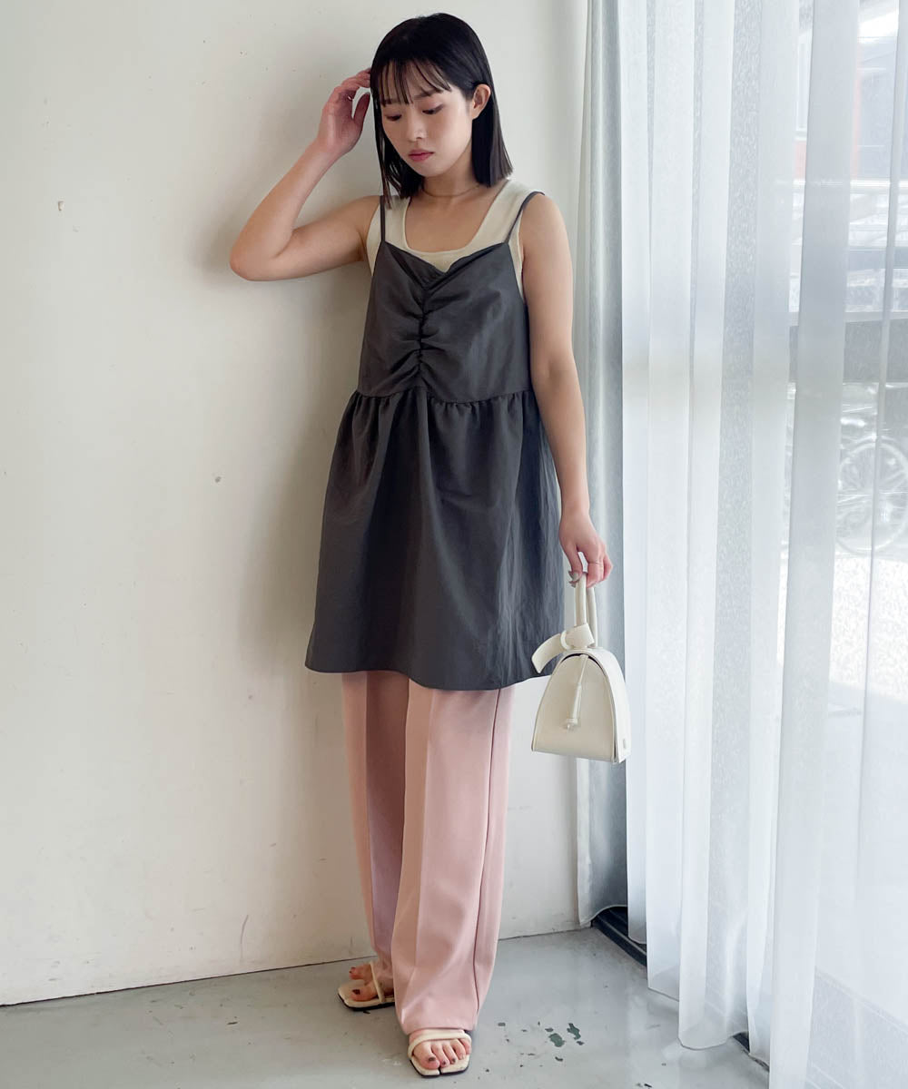 gathered cami mini dress