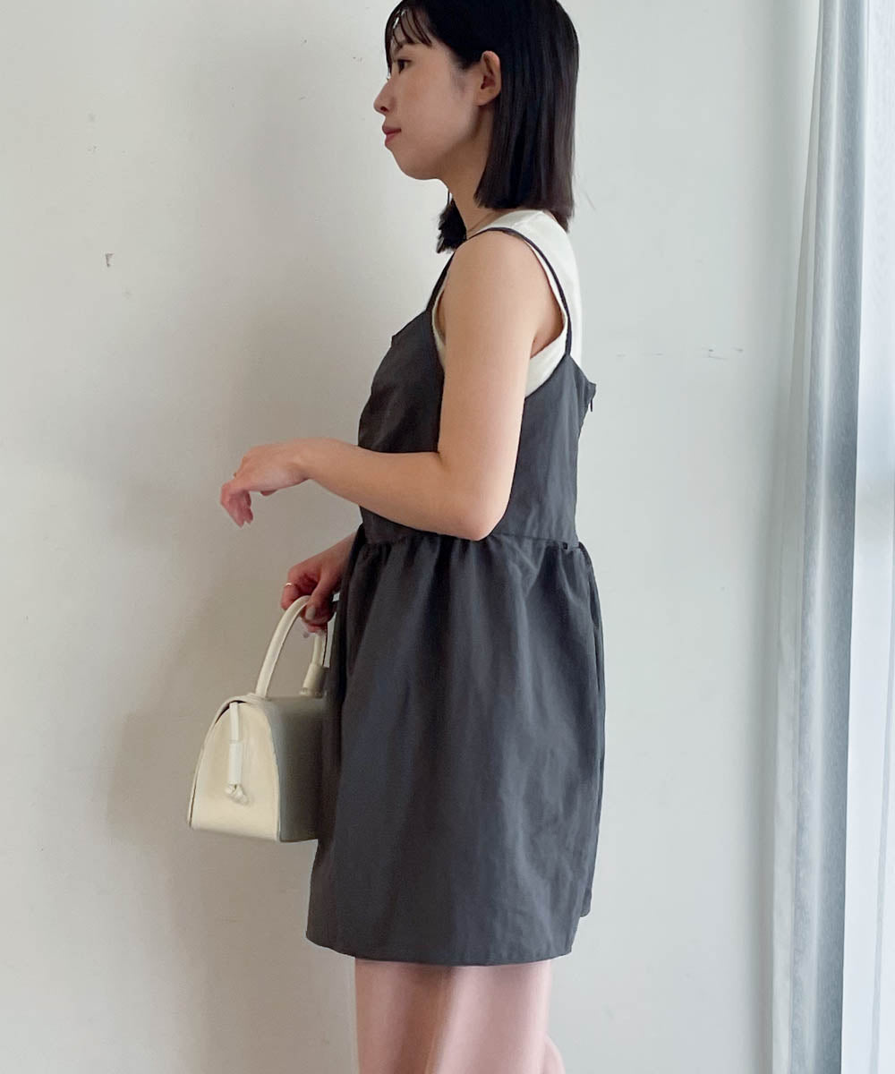 gathered cami mini dress