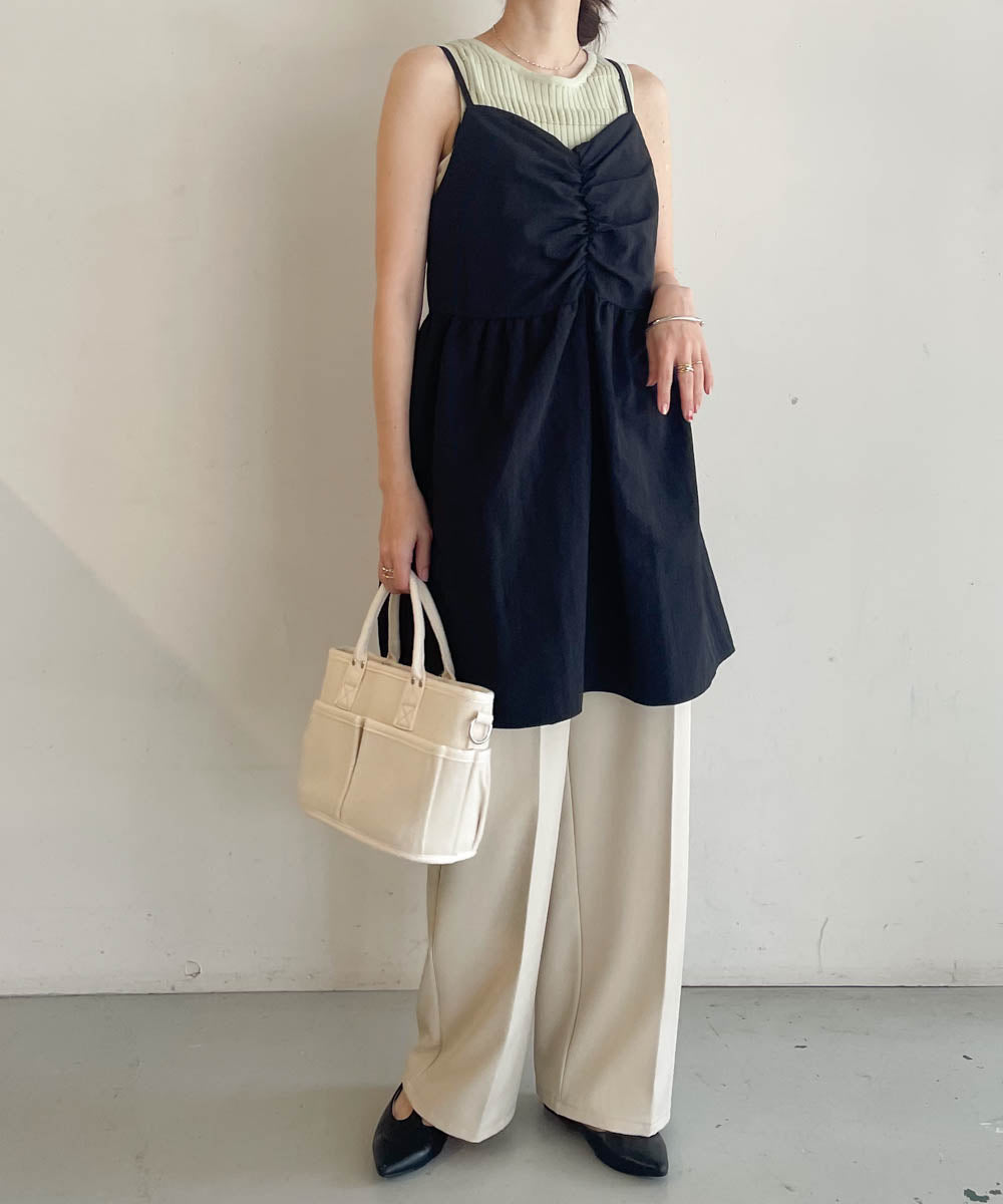 gathered cami mini dress