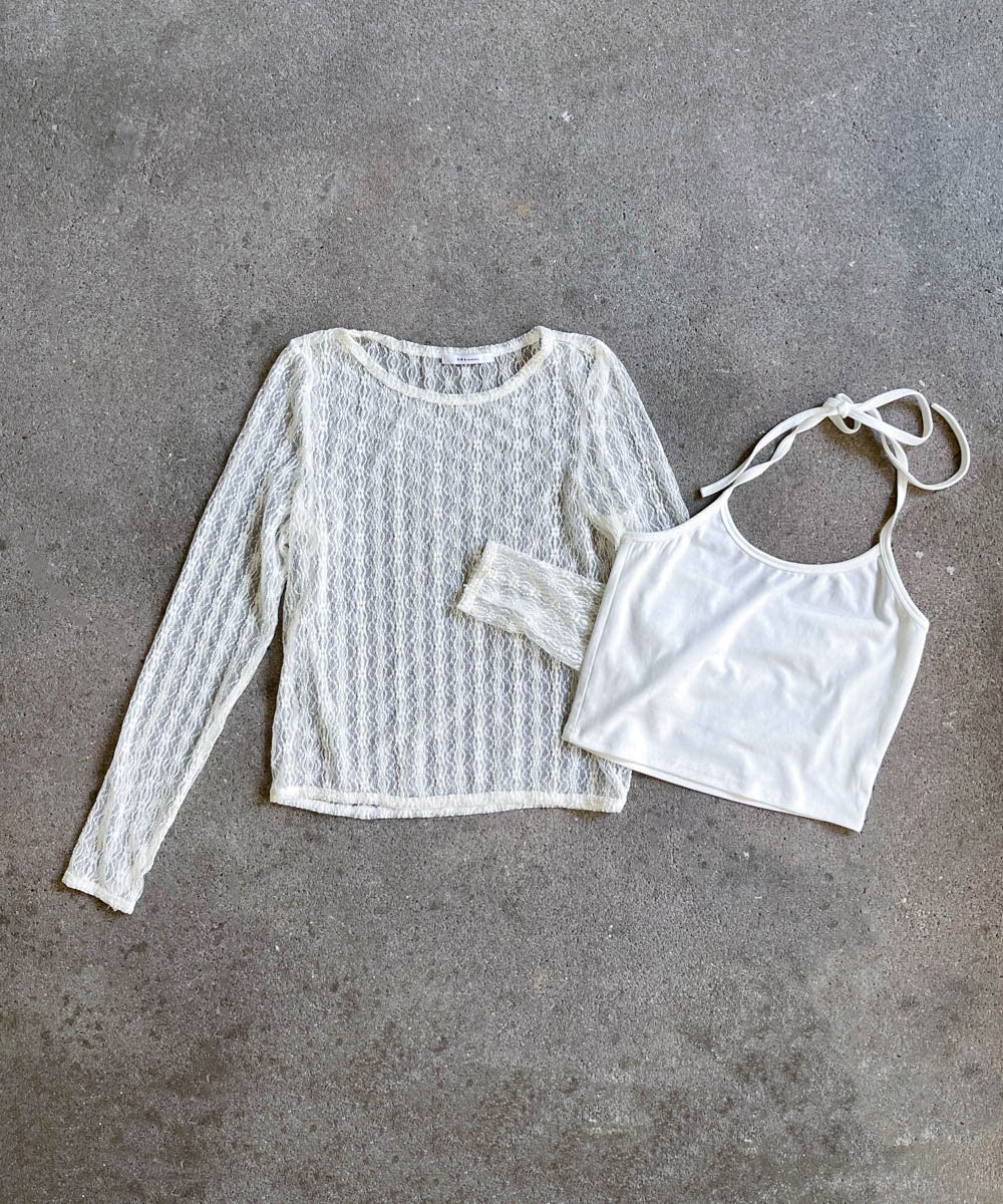 halter neck cami + lace tops