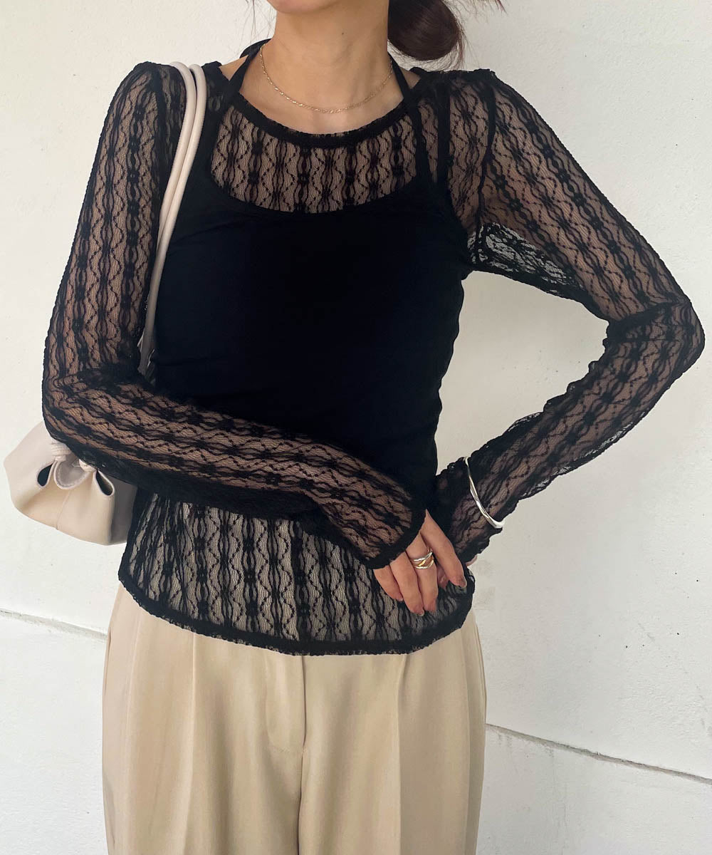 halter neck cami + lace tops