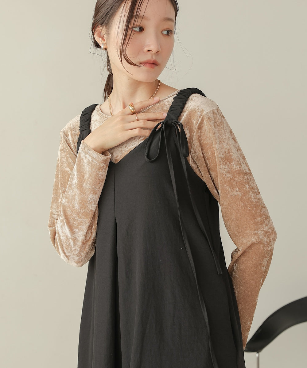 matte satin tuck ribbon onepiece