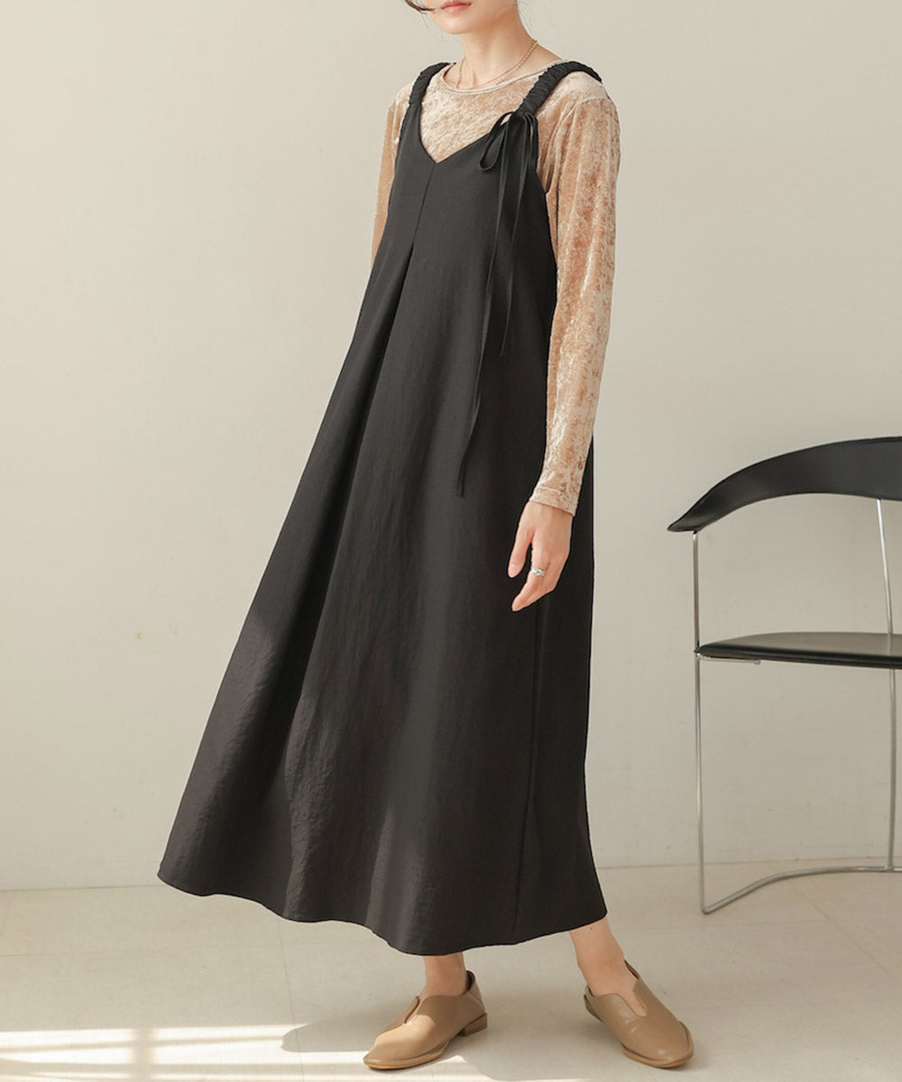 matte satin tuck ribbon onepiece