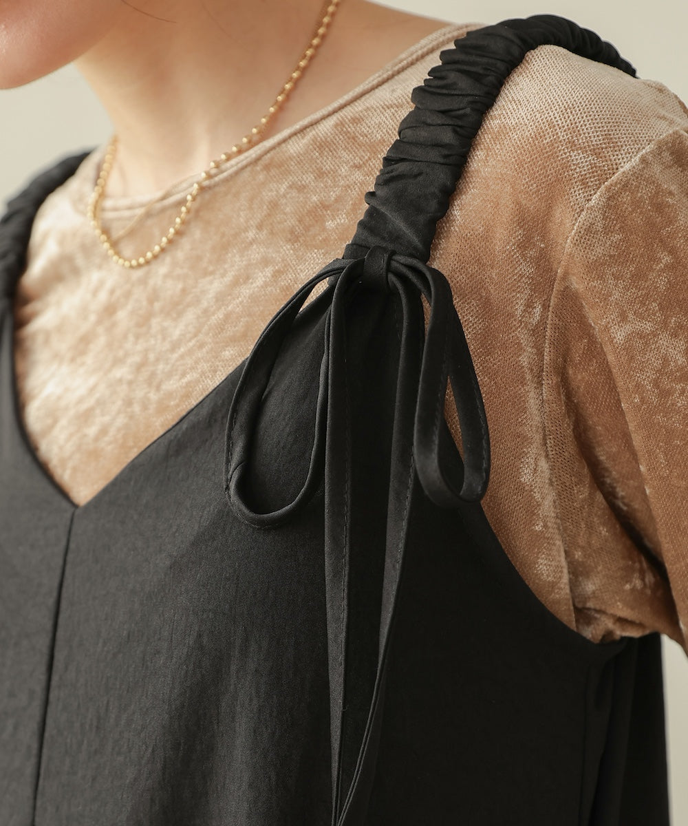 matte satin tuck ribbon onepiece