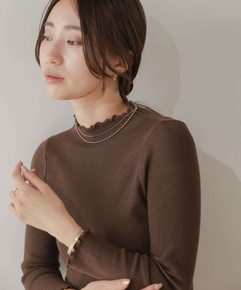 mellow high neck ribbed knit tops