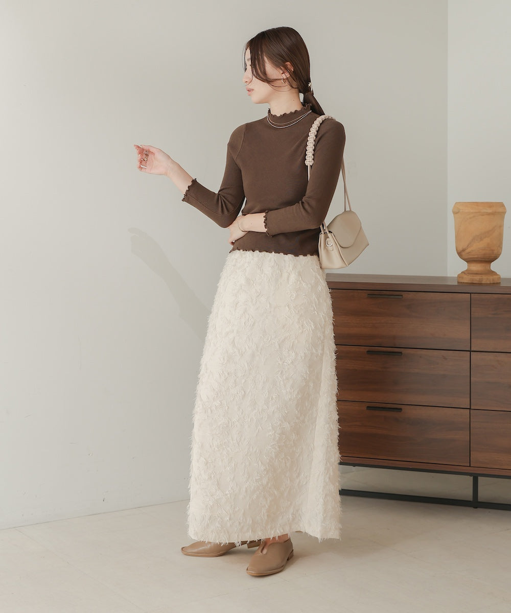 mellow high neck ribbed knit tops