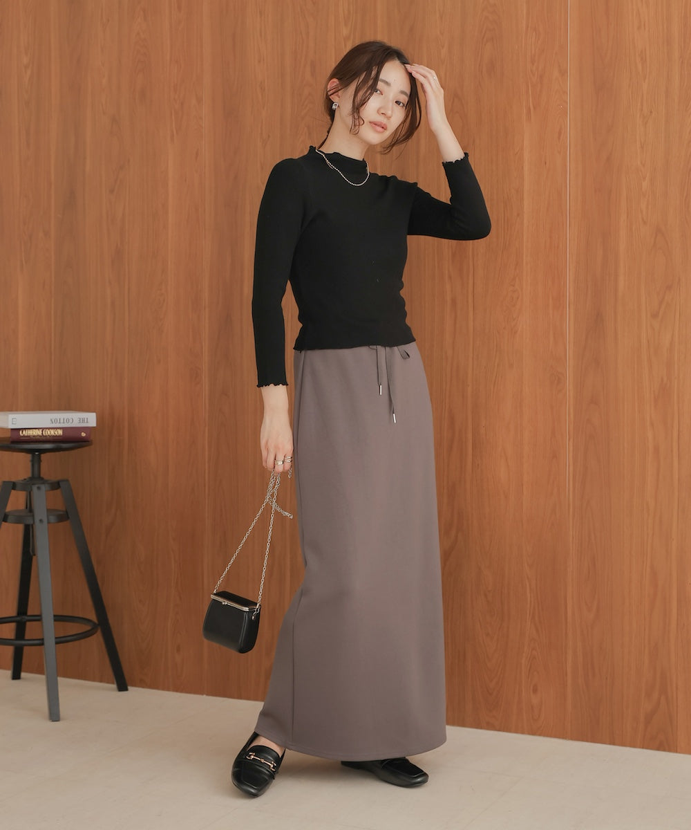 mellow high neck ribbed knit tops