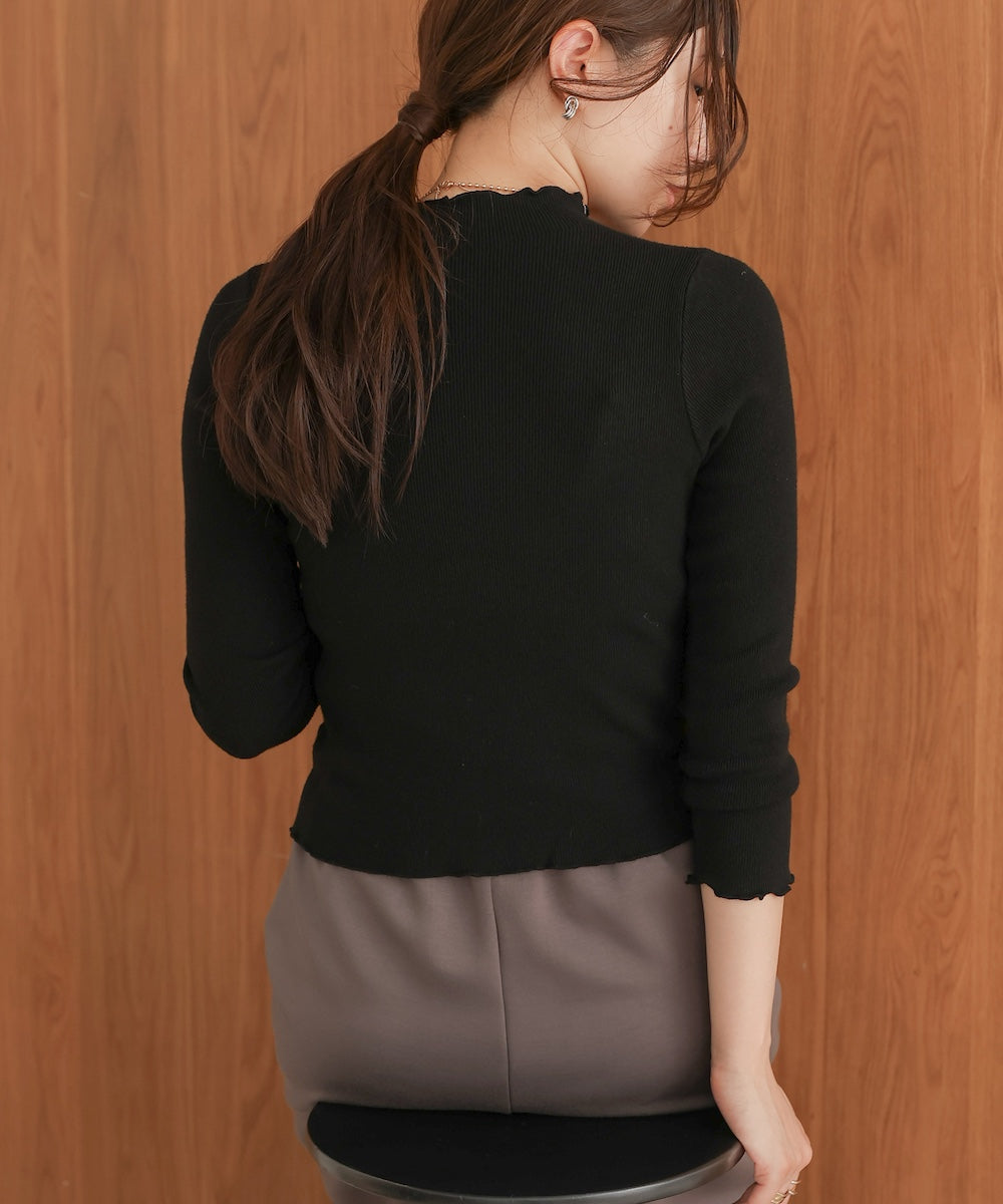 mellow high neck ribbed knit tops