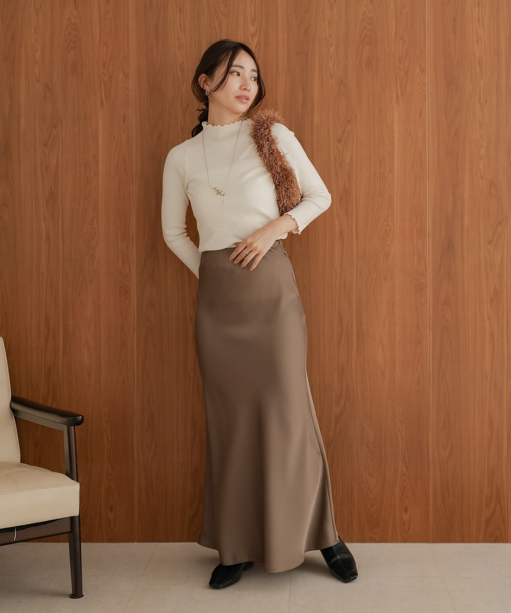 mellow high neck ribbed knit tops