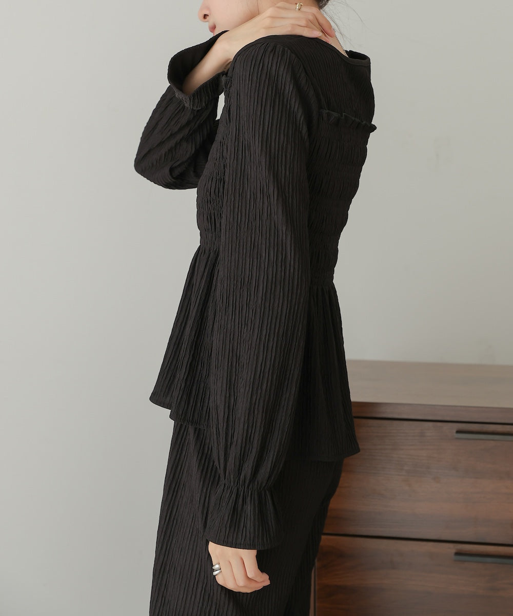 square neck tops + relaxed pants setup