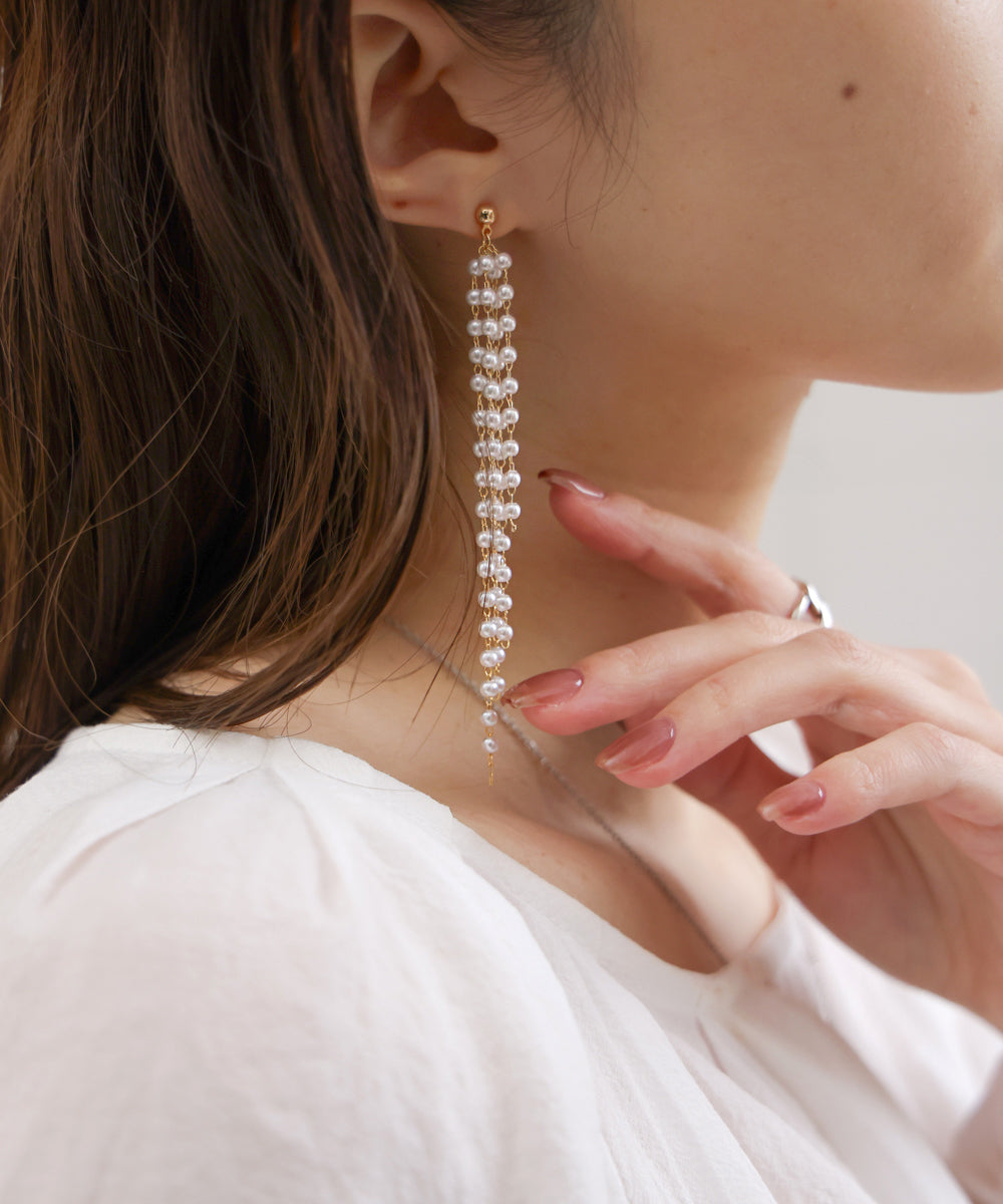 pearl long earrings