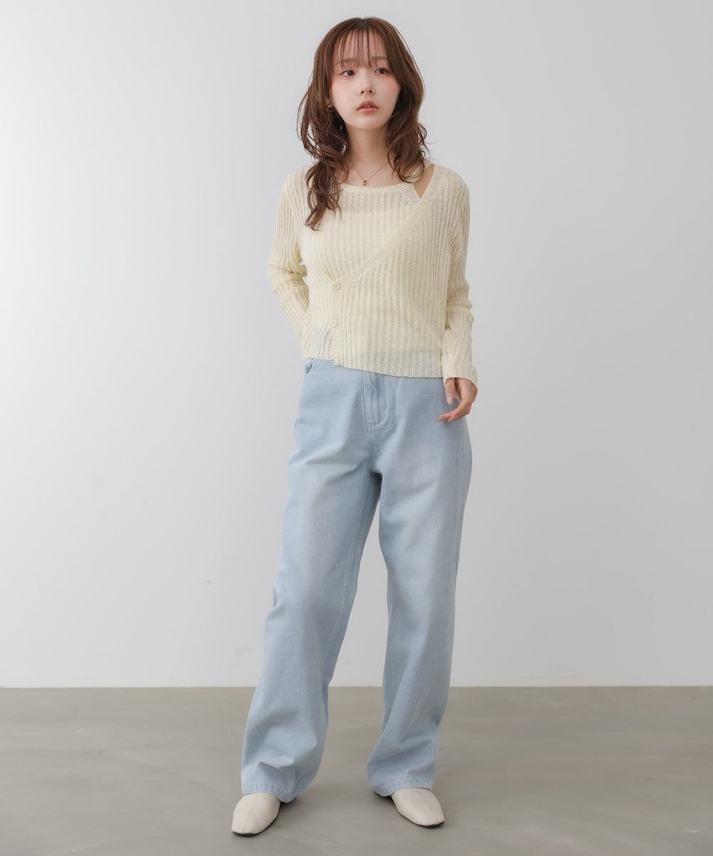 レイヤードデザインニットトップス