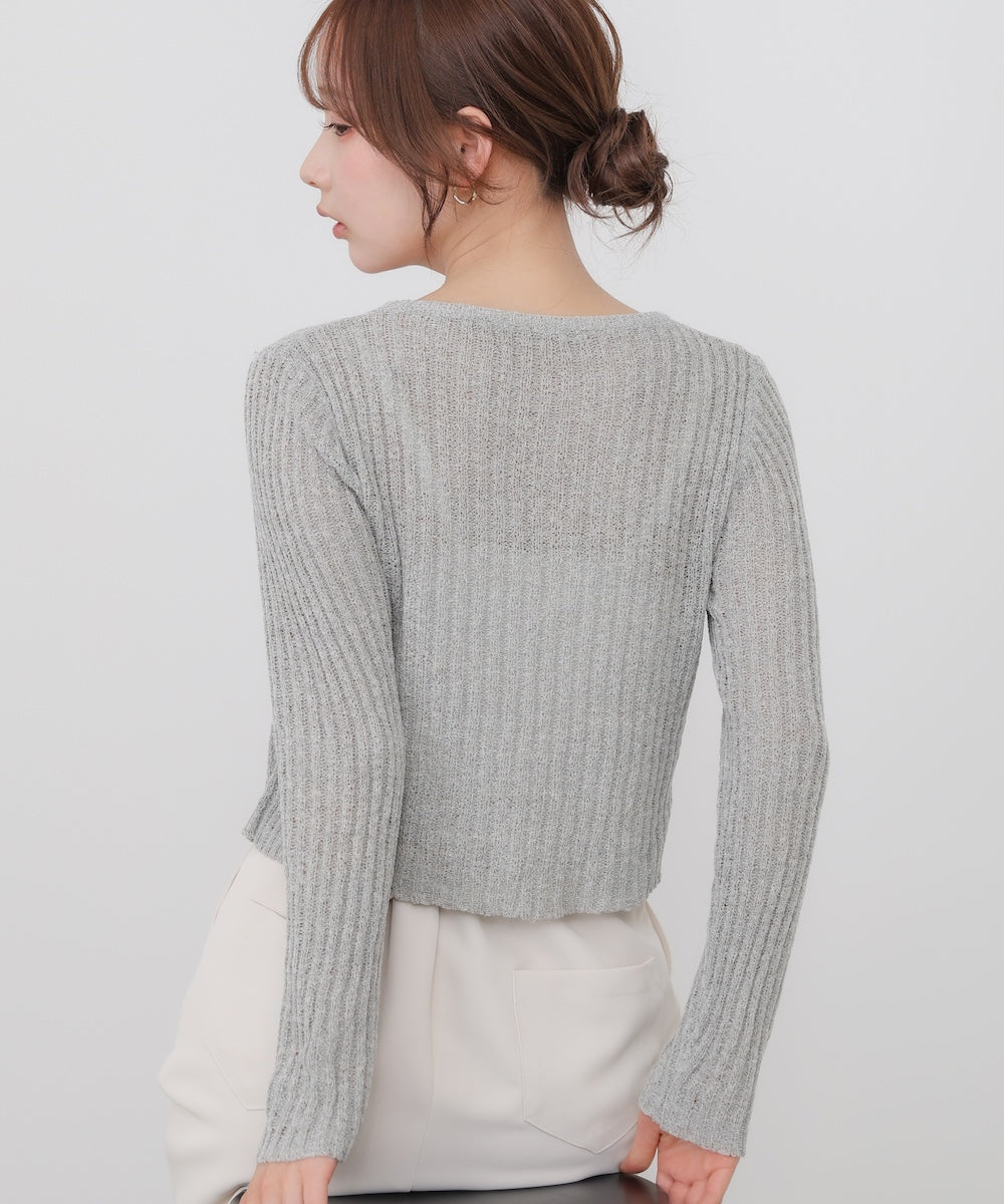 レイヤードデザインニットトップス