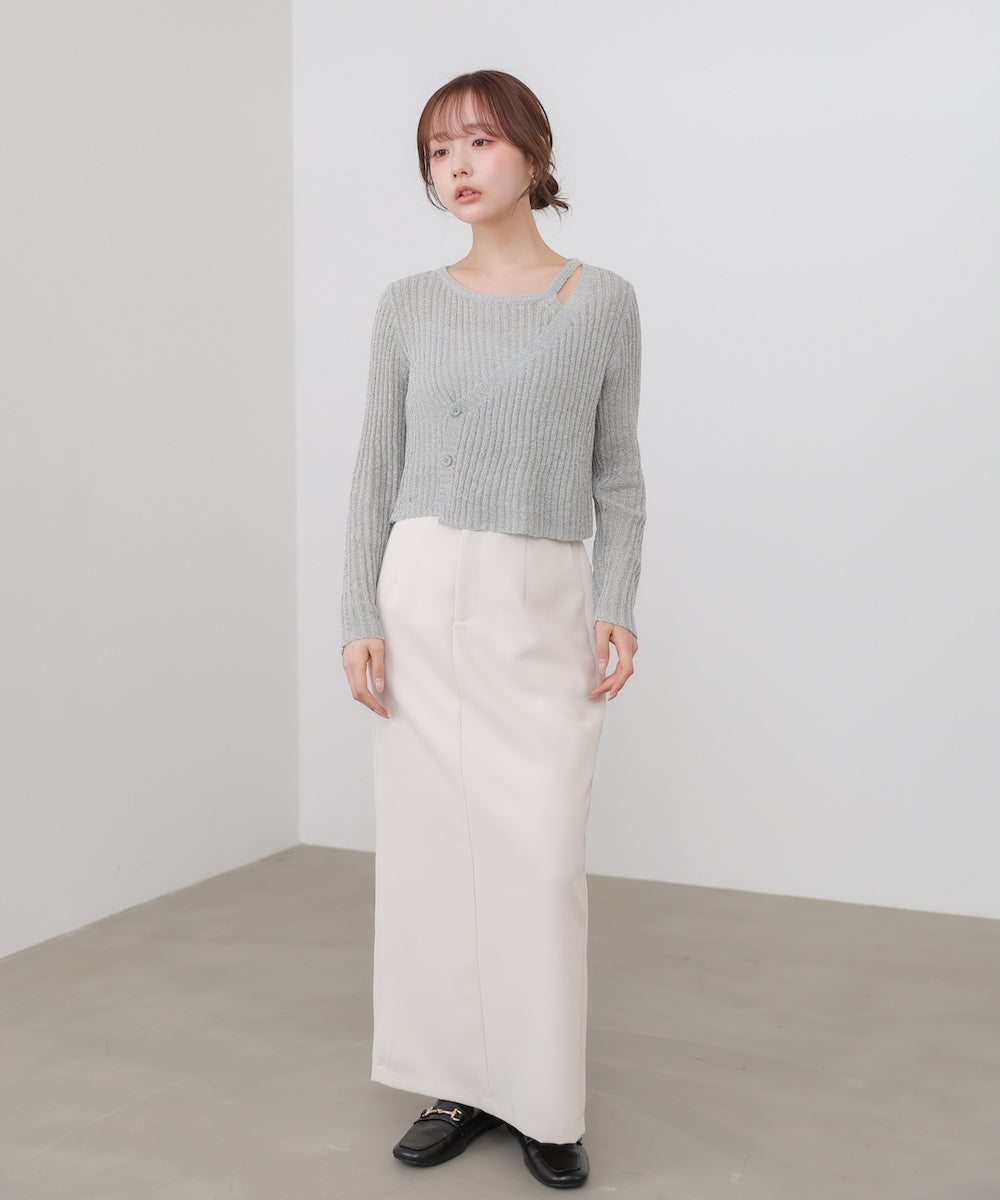 レイヤードデザインニットトップス