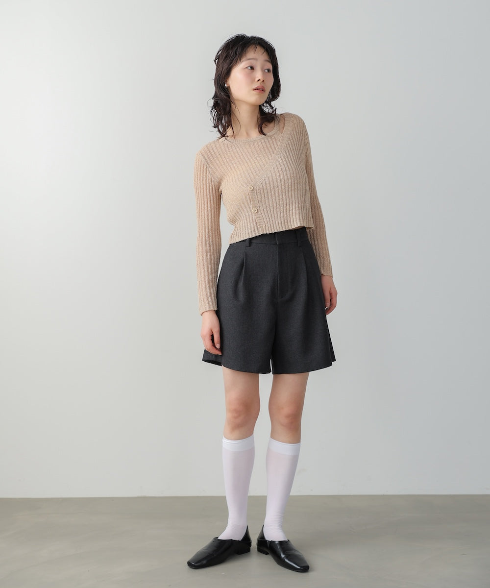 レイヤードデザインニットトップス