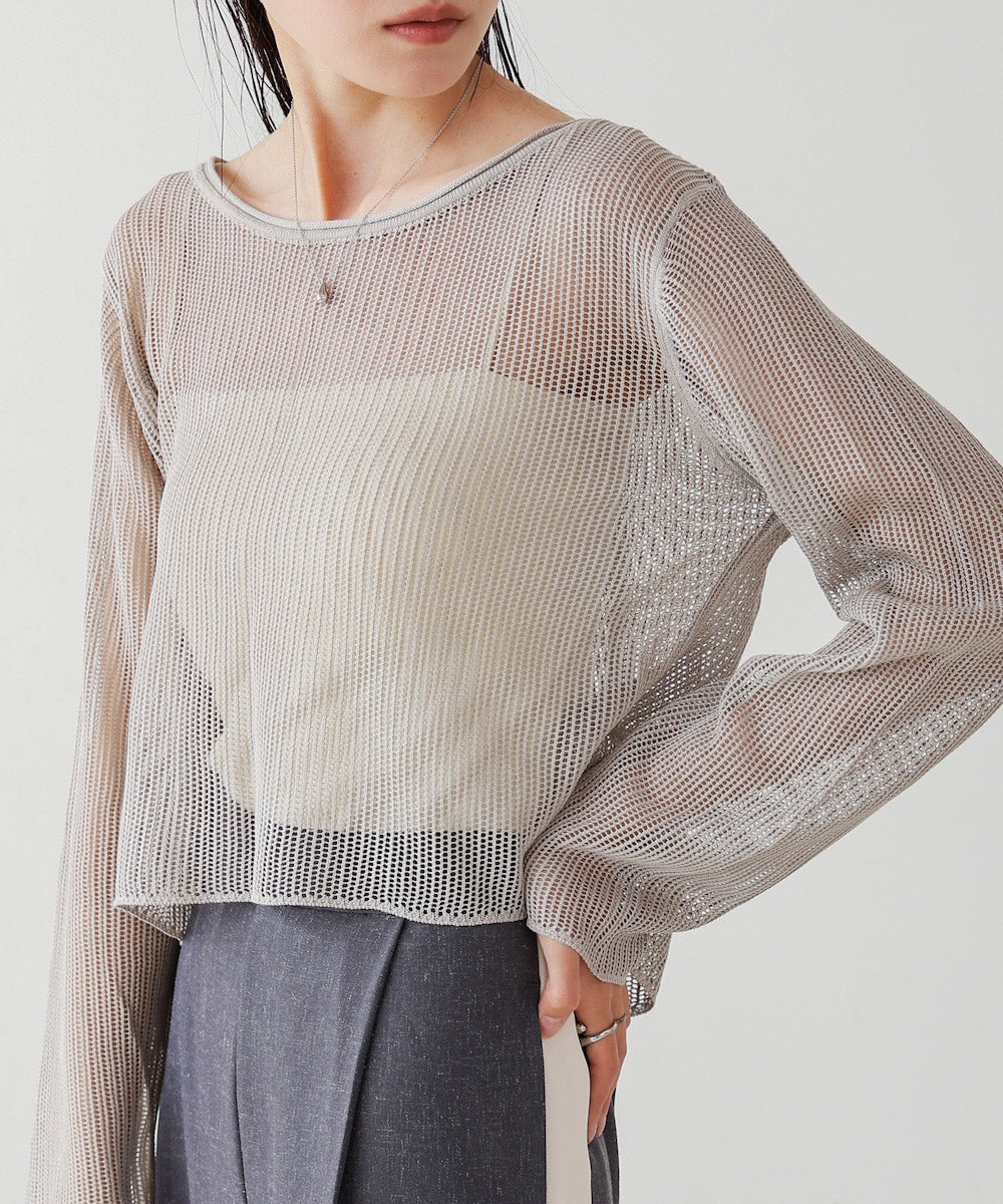 バックデザインメッシュニットトップス