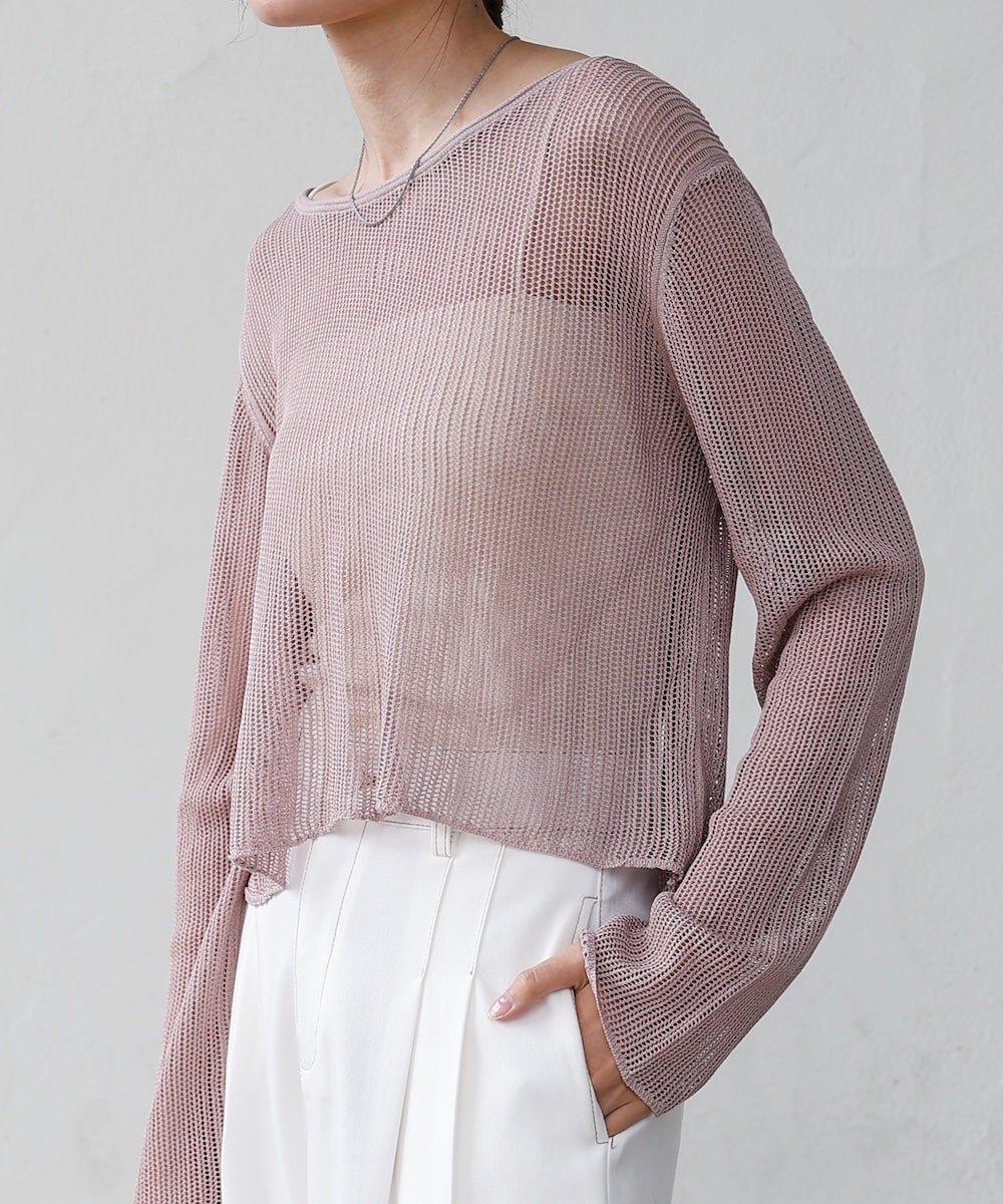 バックデザインメッシュニットトップス