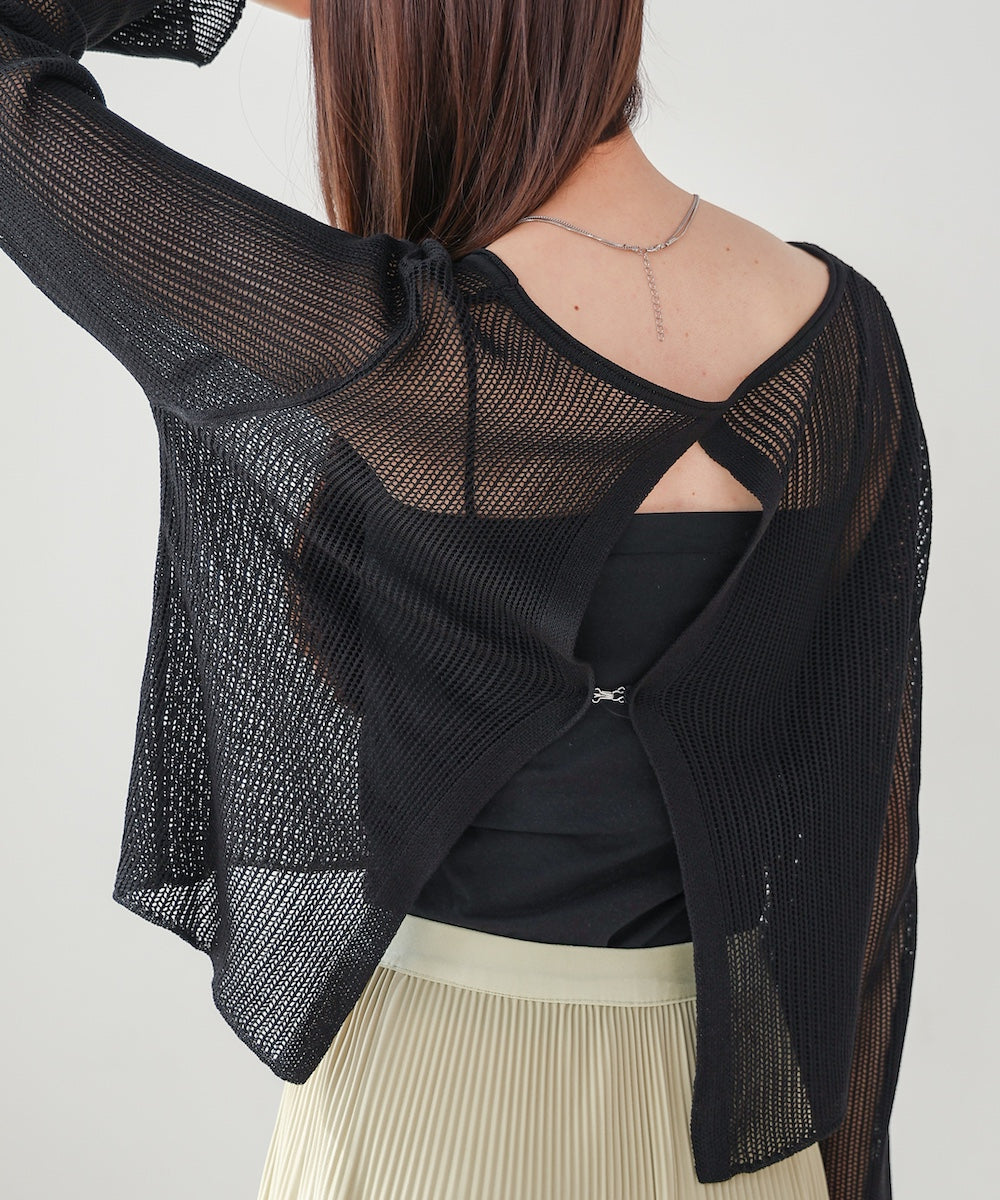 バックデザインメッシュニットトップス