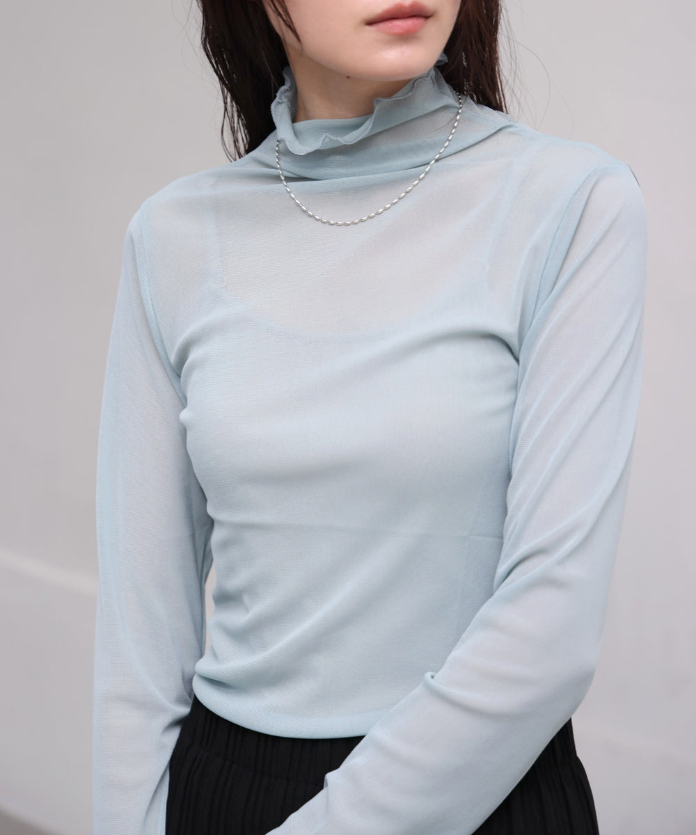 シアーハイネックメロートップス