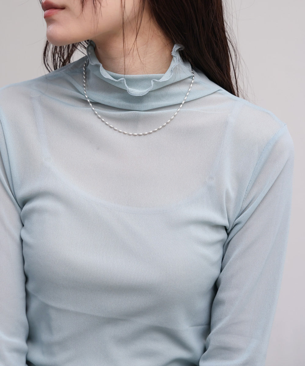 シアーハイネックメロートップス