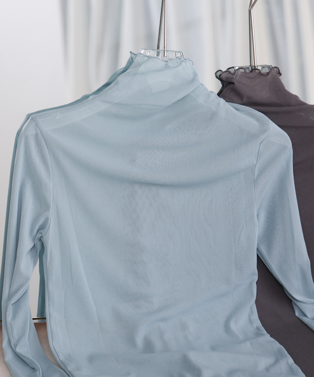 シアーハイネックメロートップス