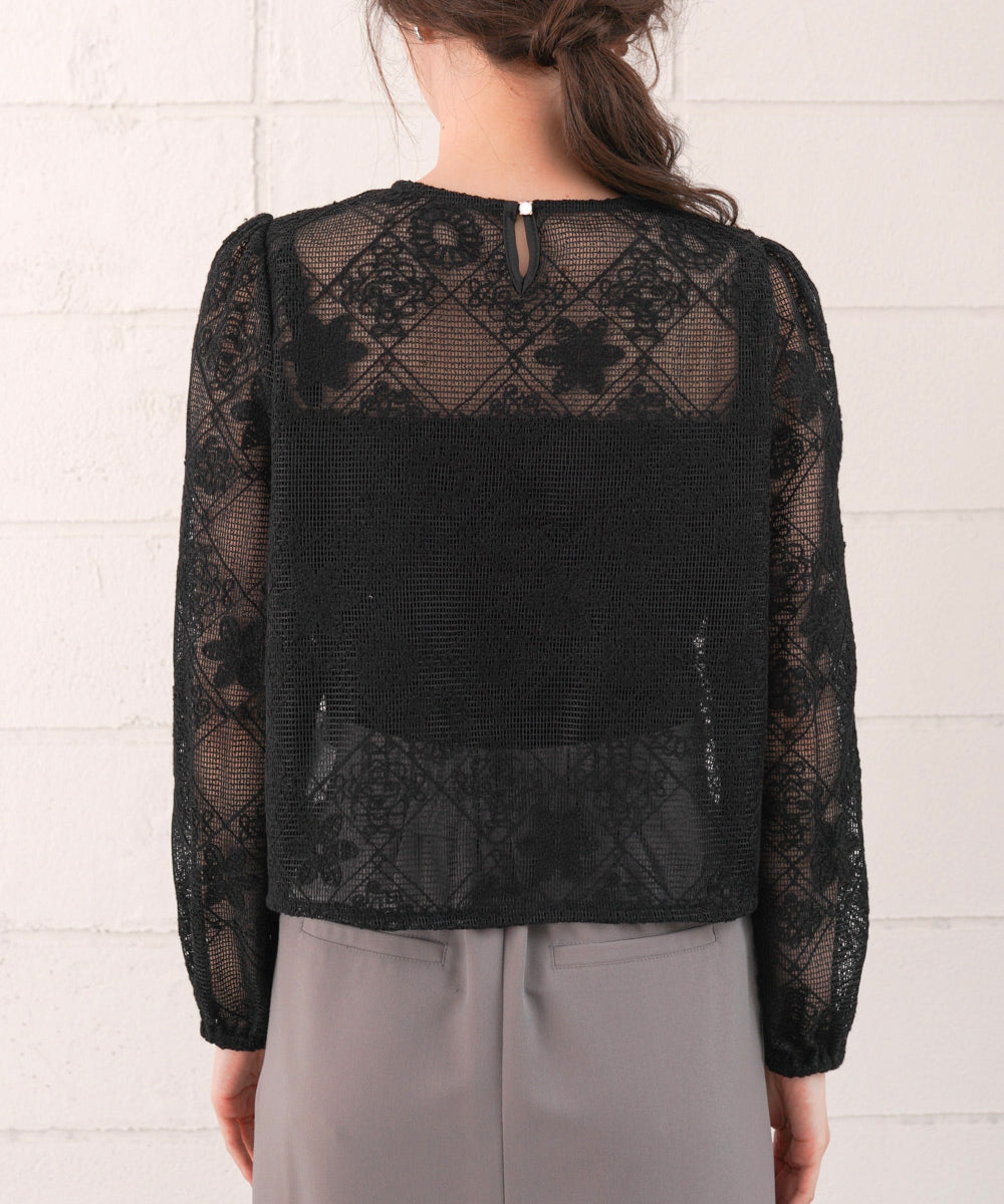 花柄レースブラウス