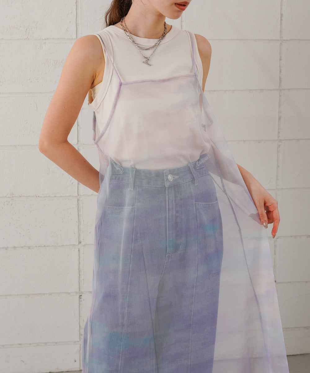 ニュアンス柄シアーキャミワンピース