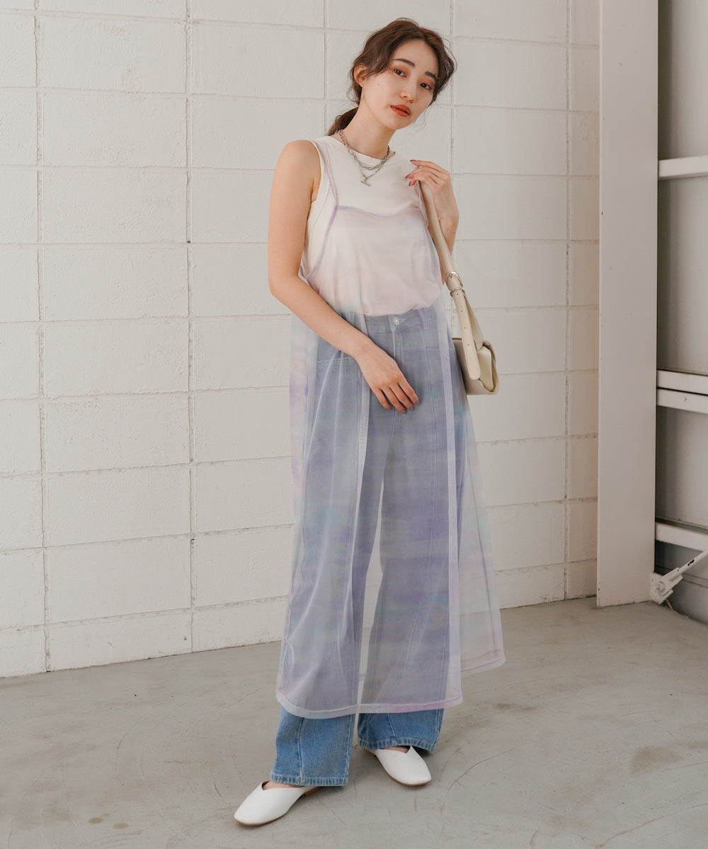ニュアンス柄シアーキャミワンピース