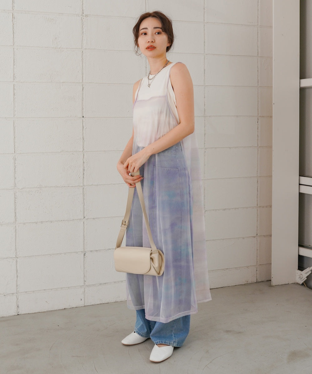ニュアンス柄シアーキャミワンピース