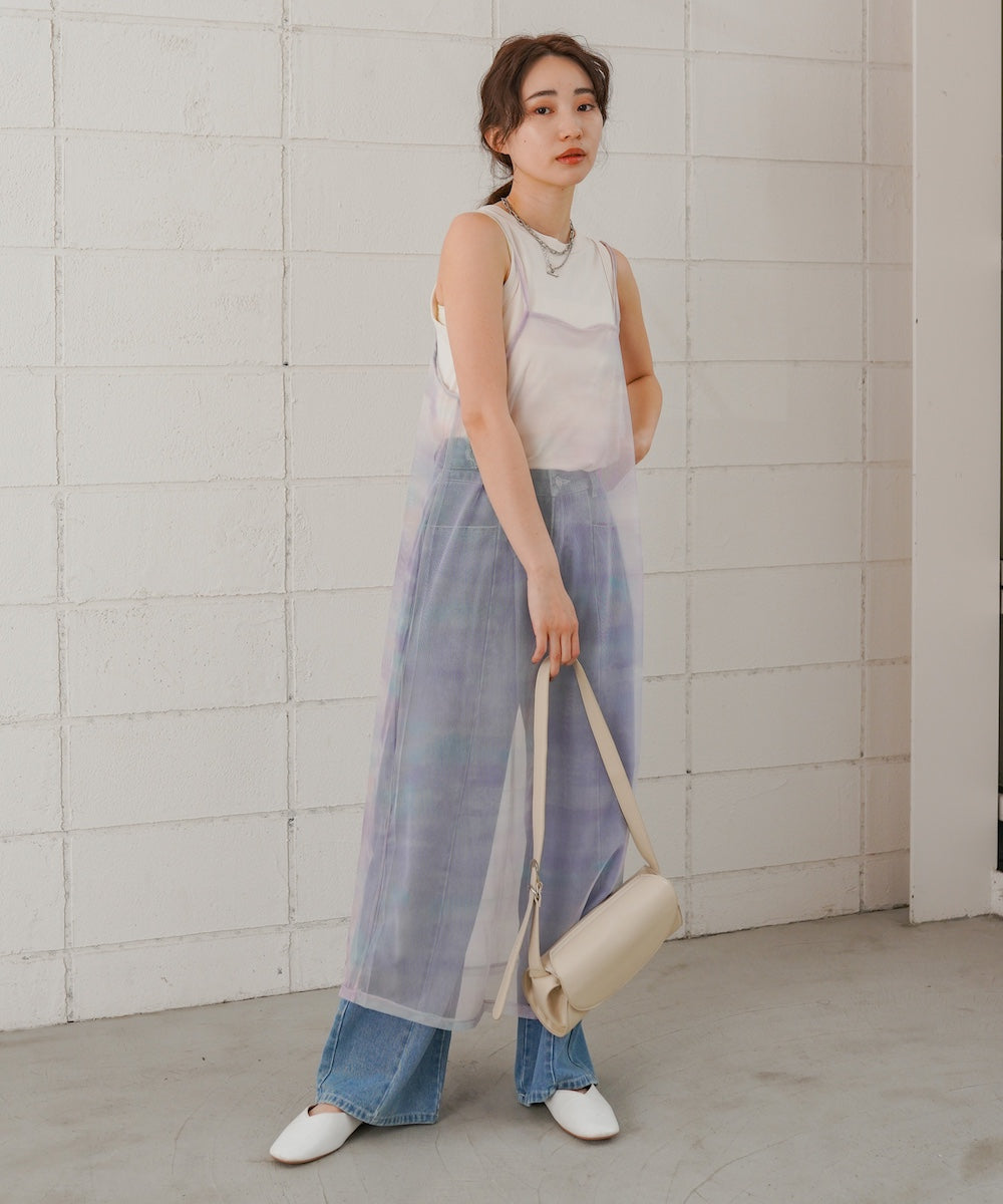 ニュアンス柄シアーキャミワンピース