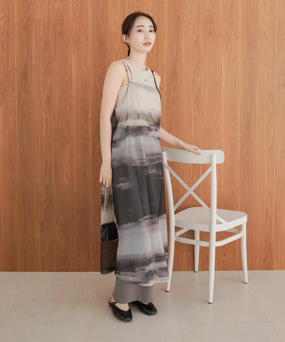 ニュアンス柄シアーキャミワンピース
