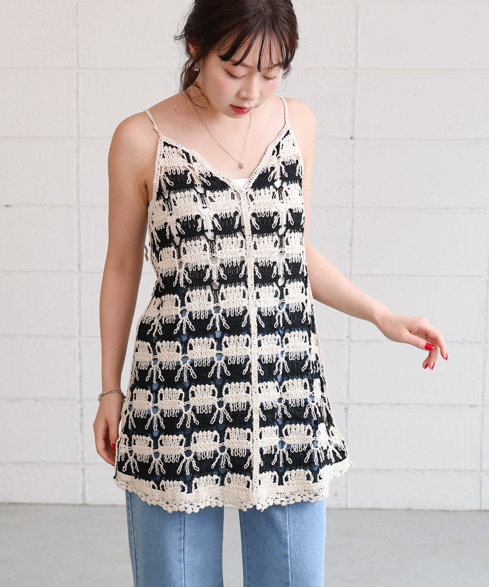 クロシェ編みミニワンピース