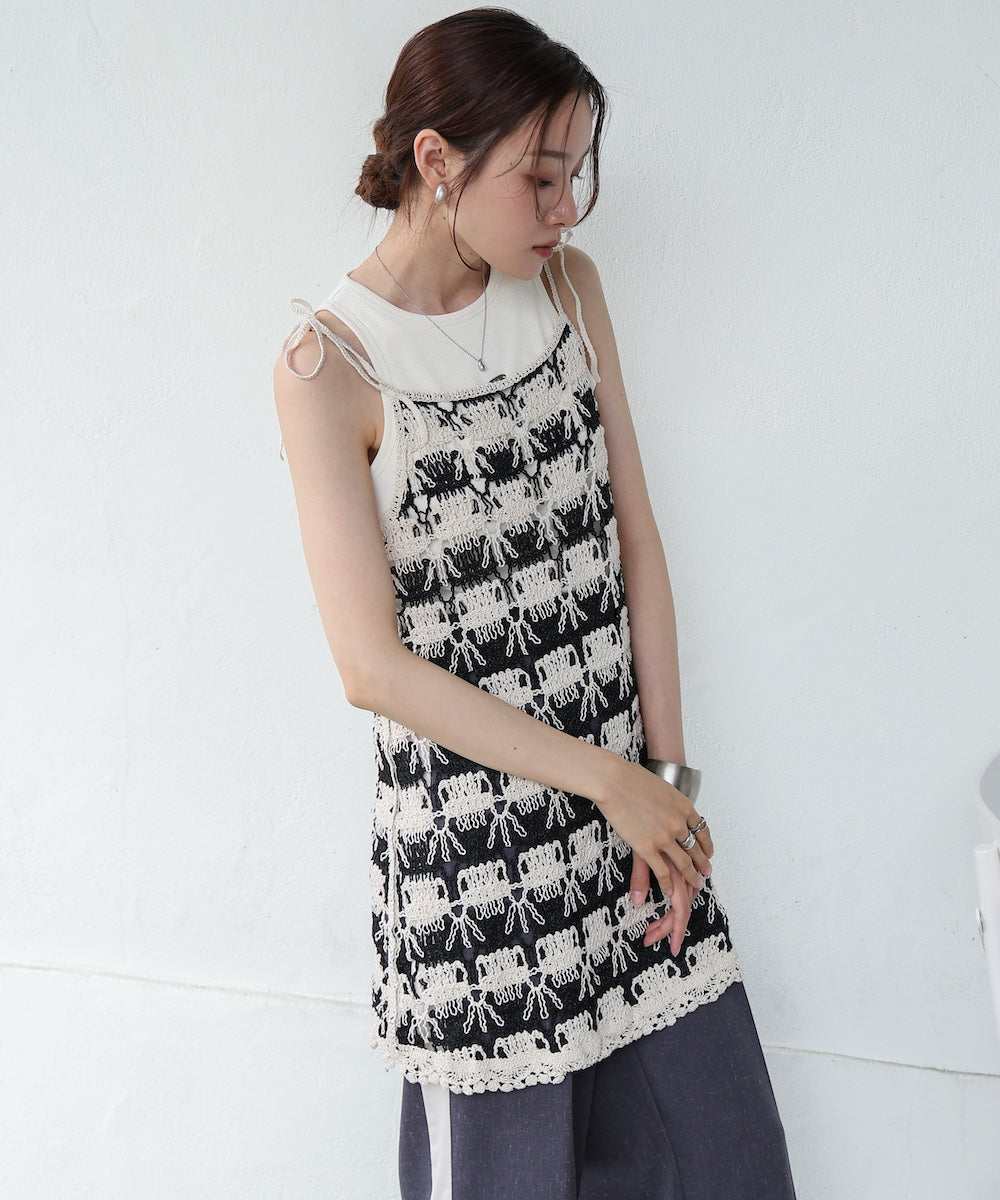 クロシェ編みミニワンピース