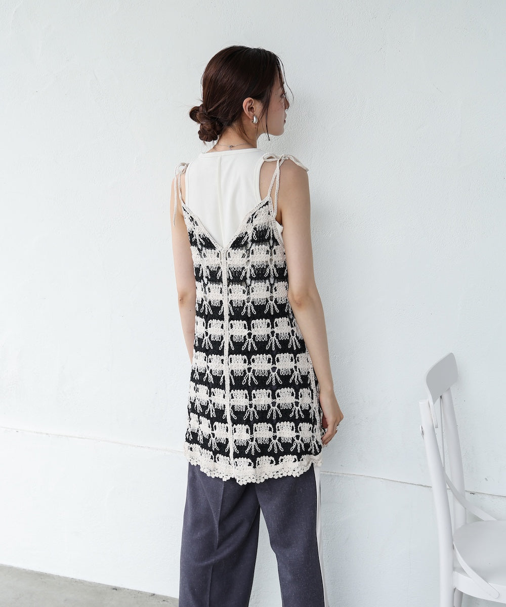 クロシェ編みミニワンピース